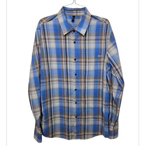 RVCA Men's Blue Plaid Casual Long Sleeve Shirt Size L